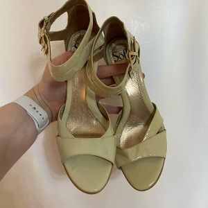 Cream block heels